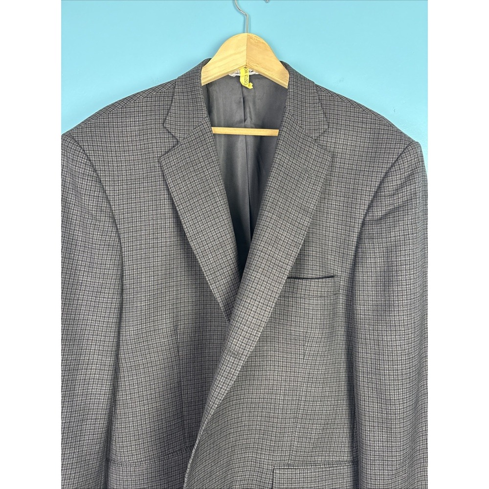 Stafford Executive Blazer Jacket Sport Coat Sz 44R Gray Plaid Wool Classic Fit